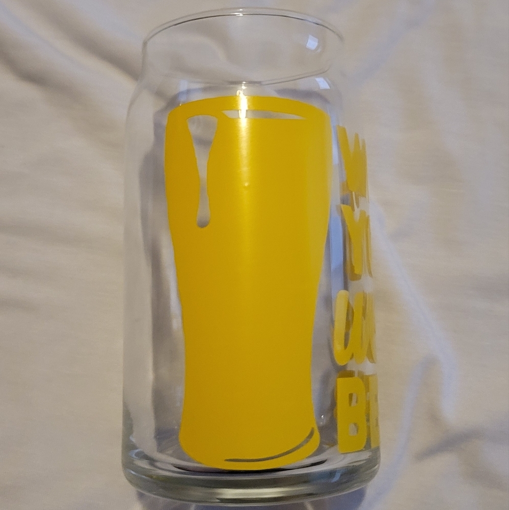 Handmade Beer Glass Drink Jar 16 oz